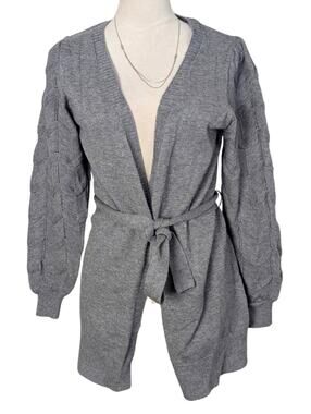 NWT Cozy Tight Knit Cardigan Sweater Statement Sleeves Women's Size Small